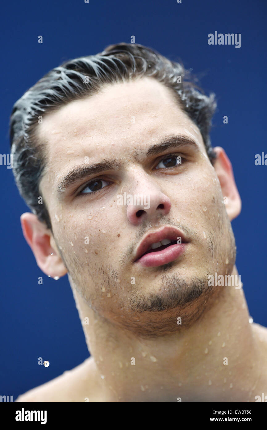 Französische professionelle Schwimmer Florent Manaudou (2014/07/05) Stockfoto