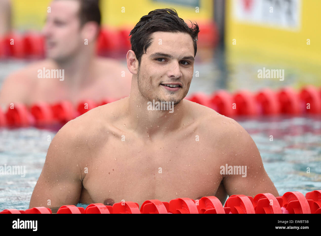 Französische professionelle Schwimmer Florent Manaudou (2014/07/05) Stockfoto