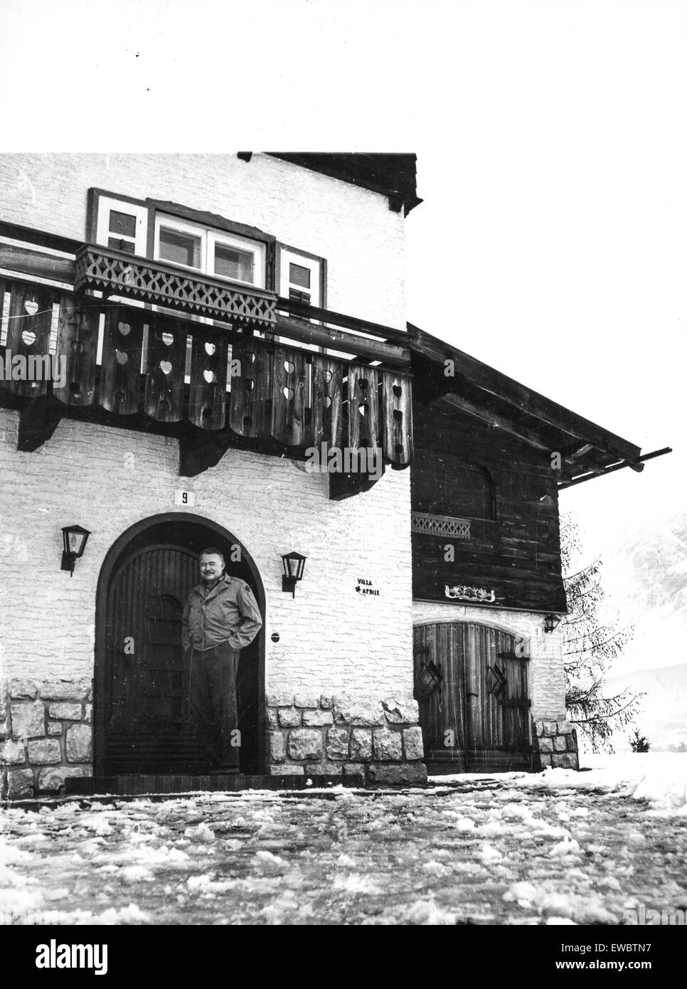 Ernst Hemingway in Cortina d ' Ampezzo, 1949 Stockfoto