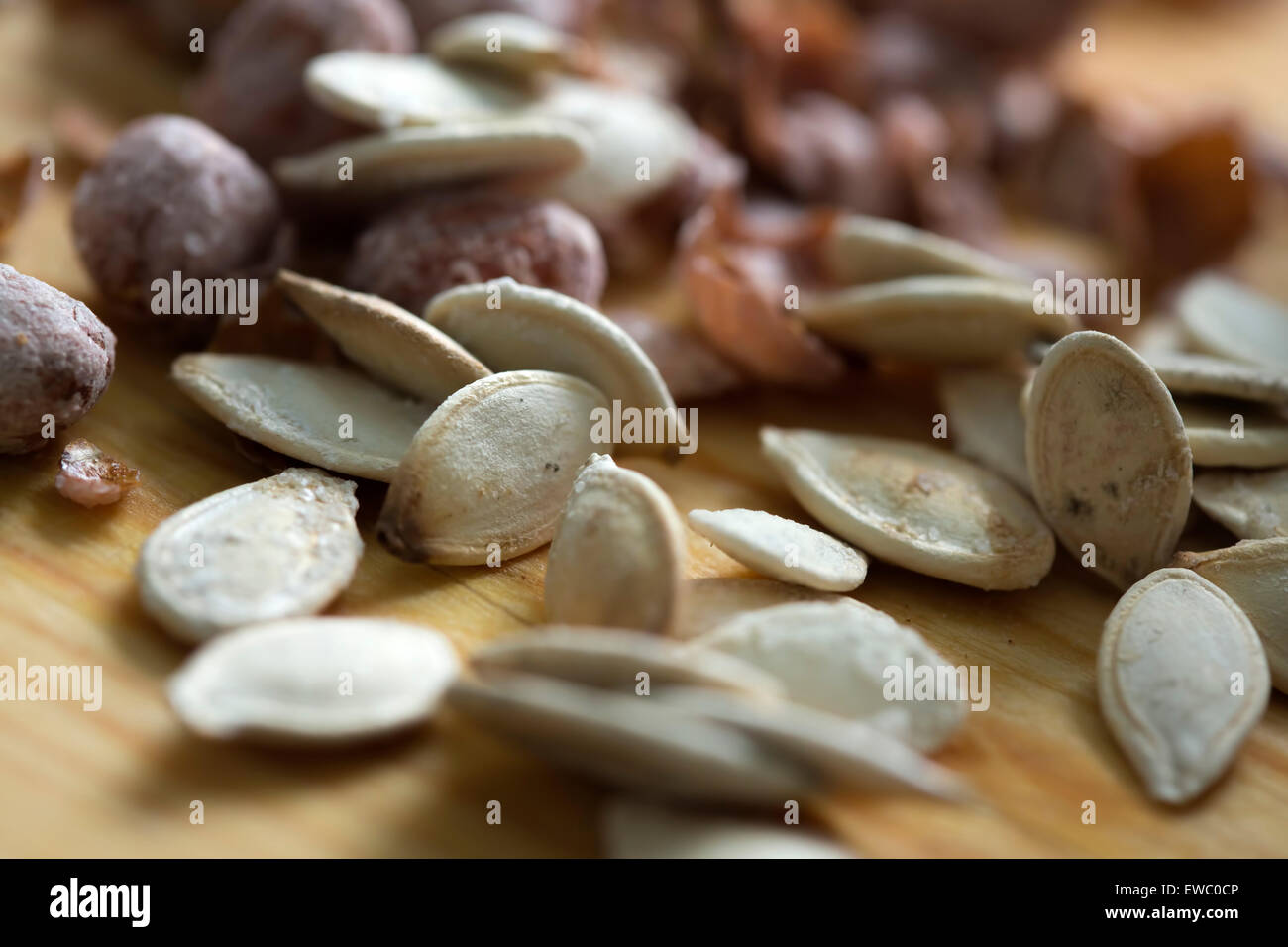 Gesalzene Nuss mix Hintergrund - selektiven Fokus Stockfoto