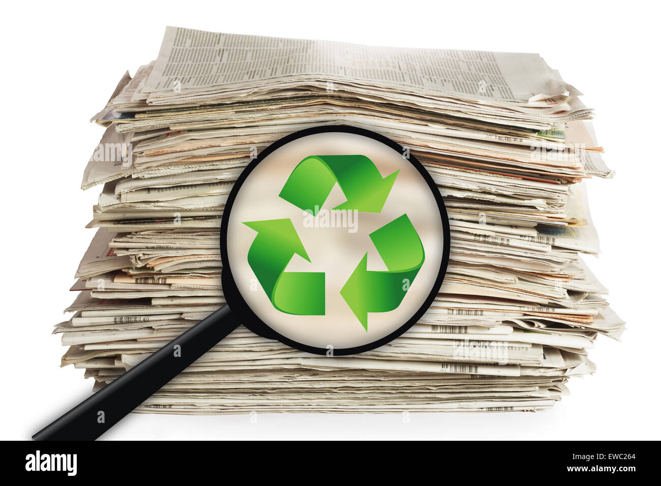 Recycling-Konzept - alte Zeitungen Stockfoto