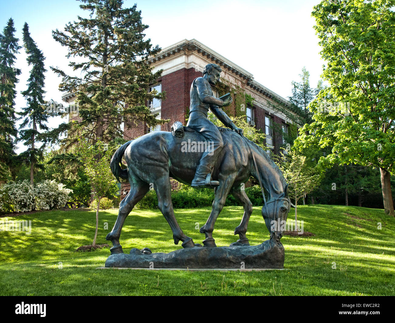 Syracuse, New York, USA, Mai 24,2015. Anna Hyatt Huntington "junge Lincoln auf dem Rücken der Pferde" Stockfoto