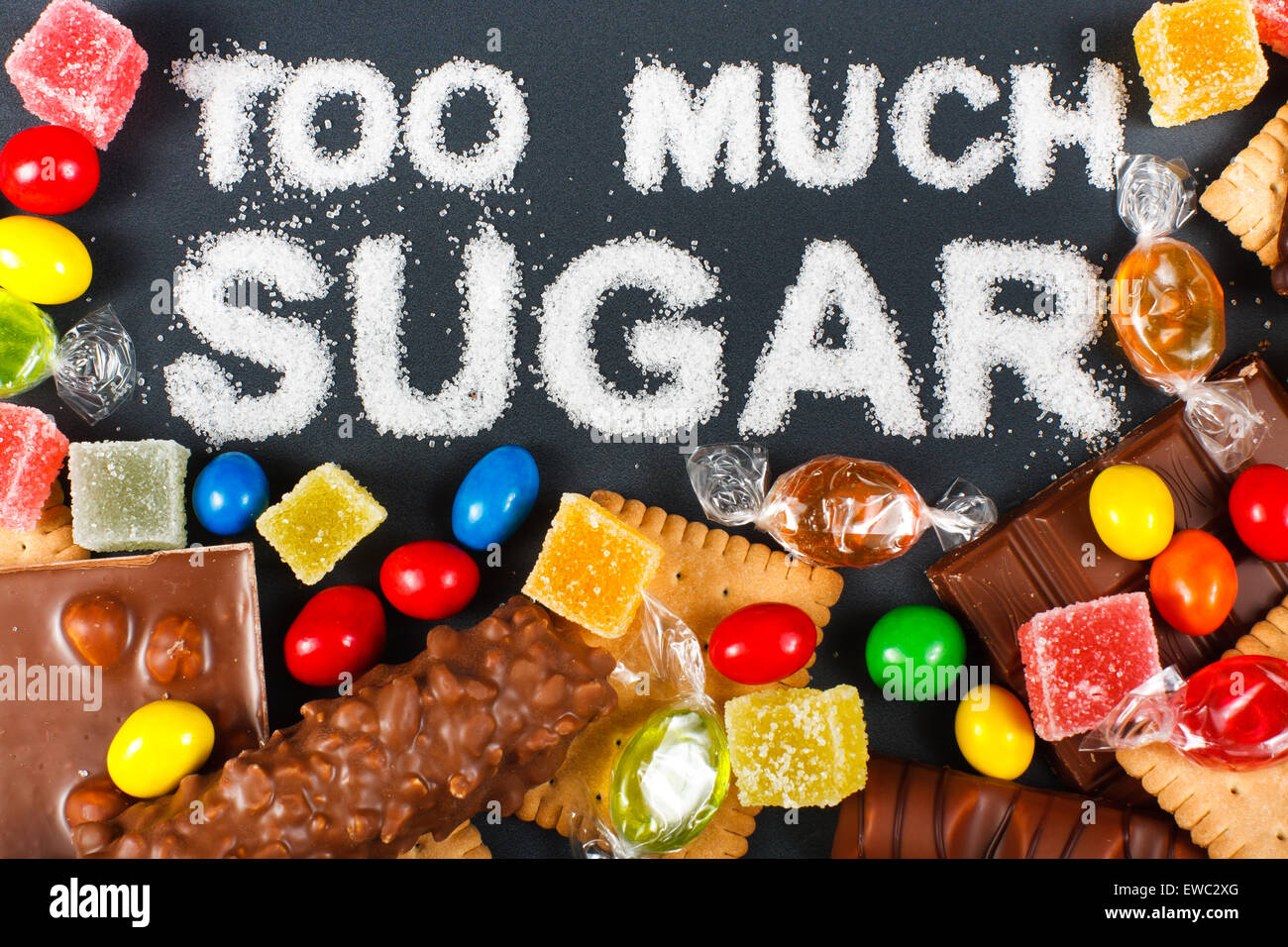 Ungesunde Lebensmittel Konzept - Zucker Stockfoto