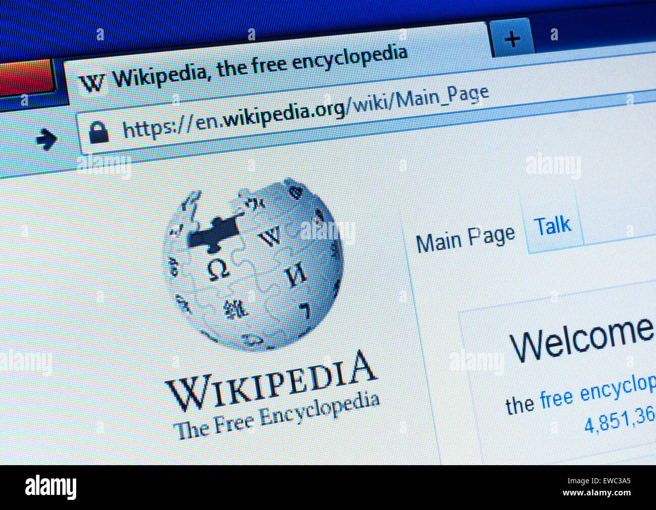 DANZIG, POLEN - 25. APRIL 2015. Wikipedia-Homepage auf dem Bildschirm. Wikipedia ist eine frei zugängliche, kostenlose Inhalte Internet en Stockfoto