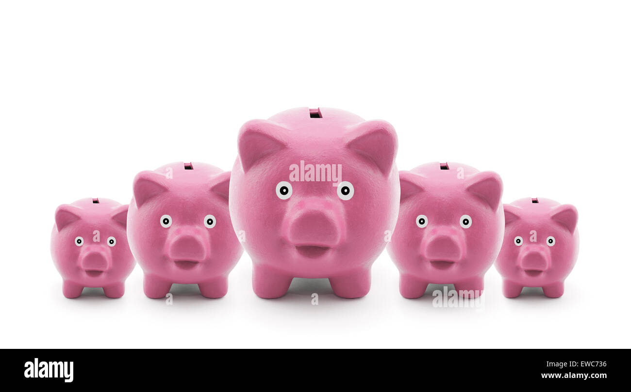 Gruppe von rosa Sparschweine Stockfoto