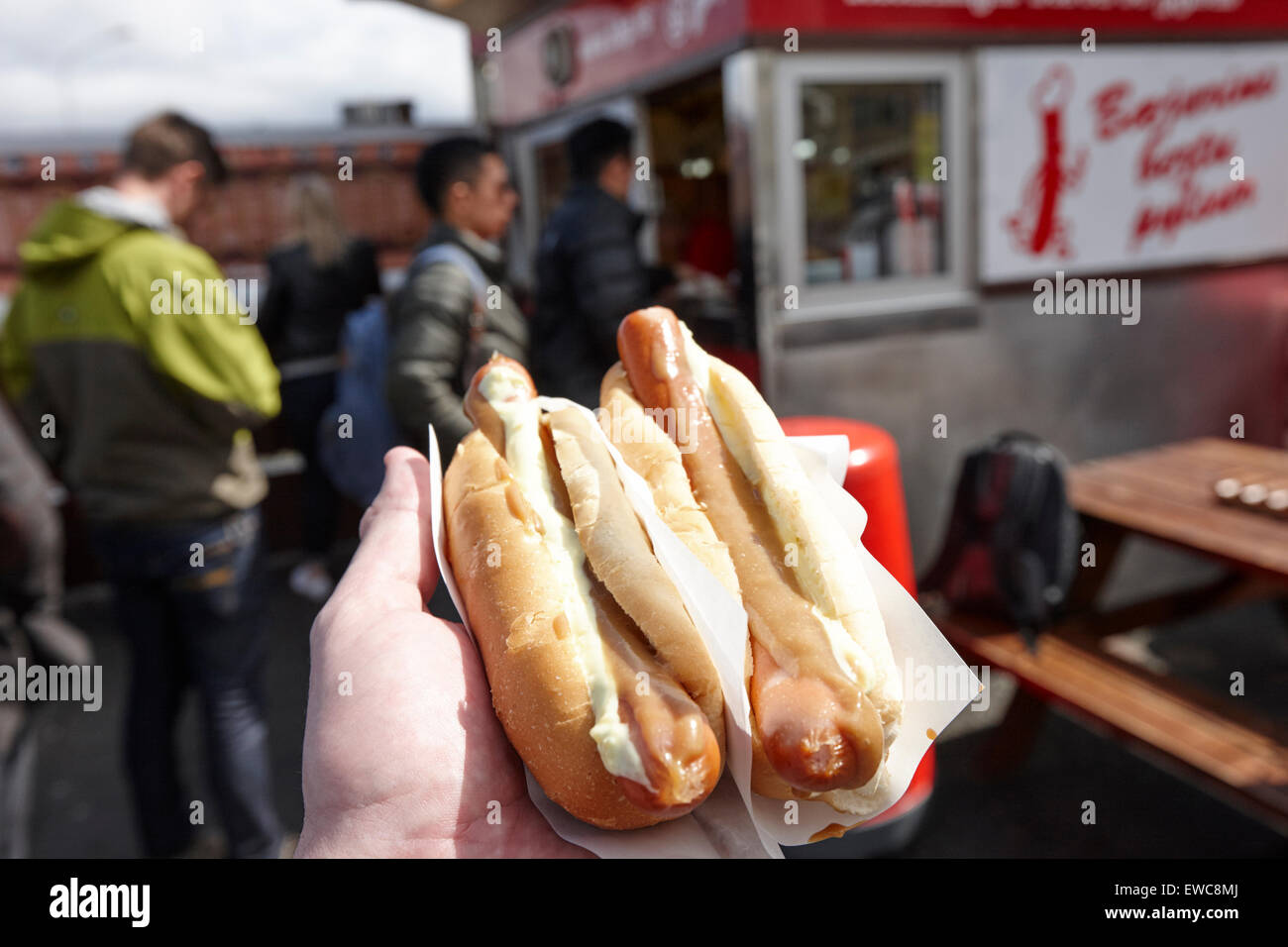 Hotdogs aus Bbp Islendingar Borda ss Pylsur Volke besten Hot-Dog stand Reykjavik Island Stockfoto