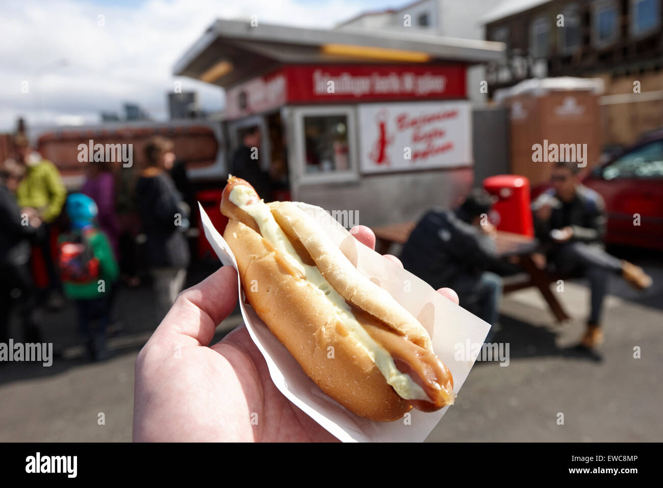 Hotdog aus Bbp Islendingar Borda ss Pylsur Volke besten Hot-Dog stand Reykjavik Island Stockfoto