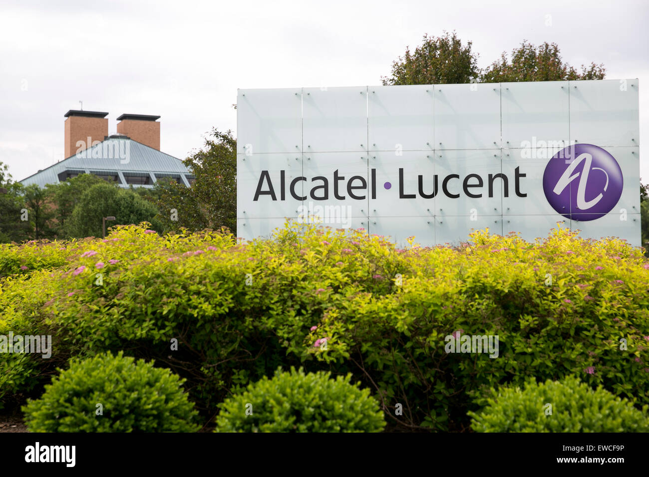 Ein Logo Zeichen außerhalb der Hauptsitz der Bell Labs, ein Tochterunternehmen von Alcatel-Lucent, in Murray Hill, New Jersey. Stockfoto