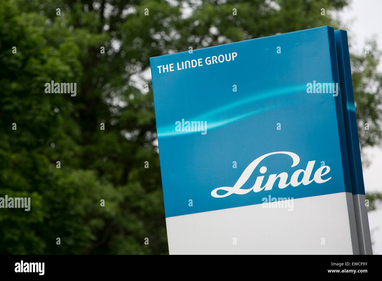 Ein Logo-Zeichen außerhalb der Hauptsitz von Linde North America in New Providence, New Jersey Stockfoto