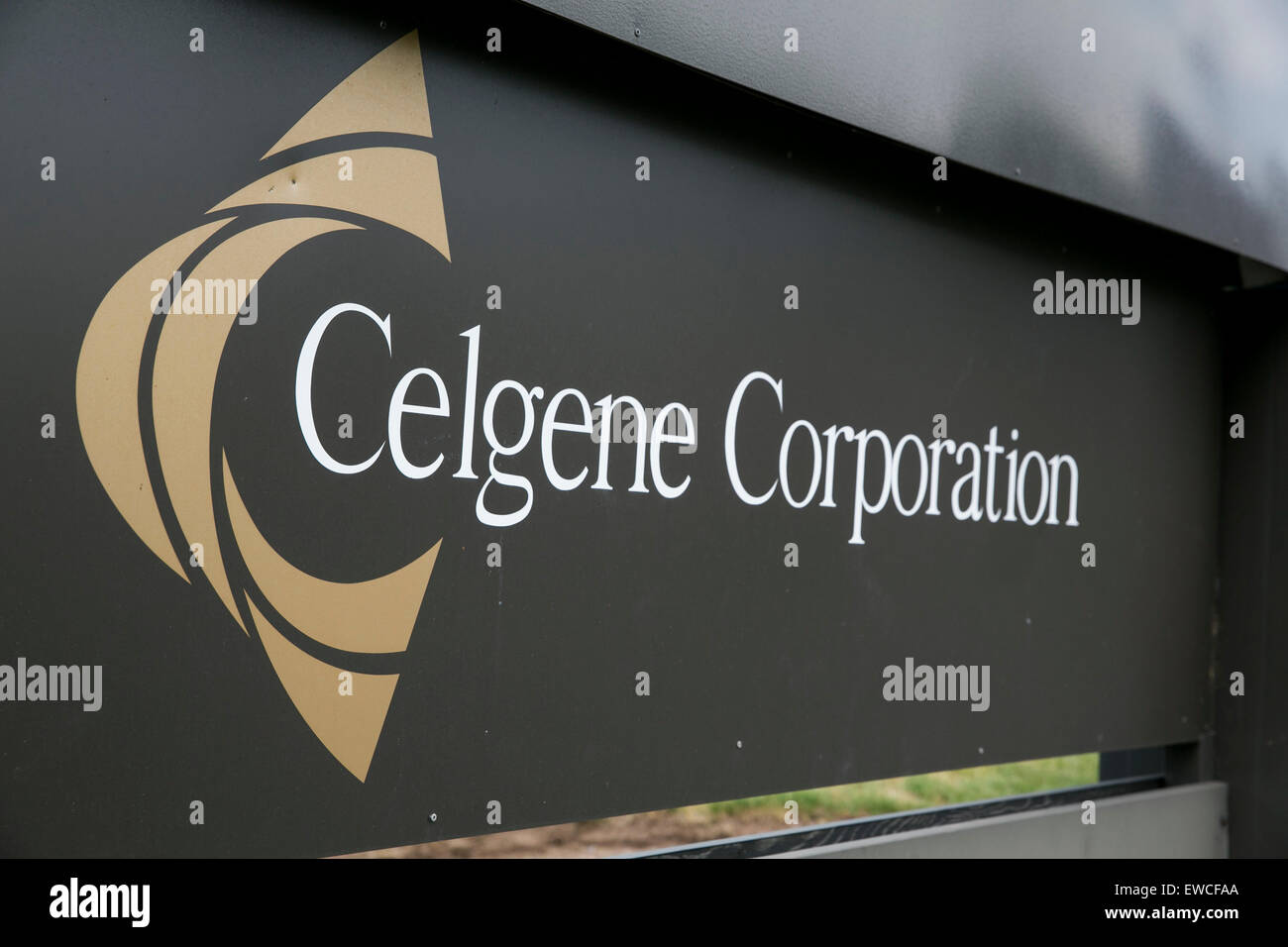 Ein Logo Zeichen außerhalb der Sitz der Celgene Corporation in Summit, New Jersey. Stockfoto