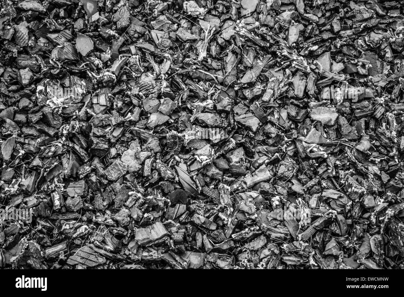 Abstrakte schwarz-weißen Hintergrund - gehackte Gummireifen, Reifen Stockfoto