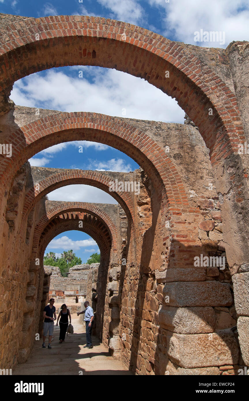 Römische Amphitheater-Zugang, Merida, Badajoz Provinz, Region Extremadura, Spanien, Europa Stockfoto