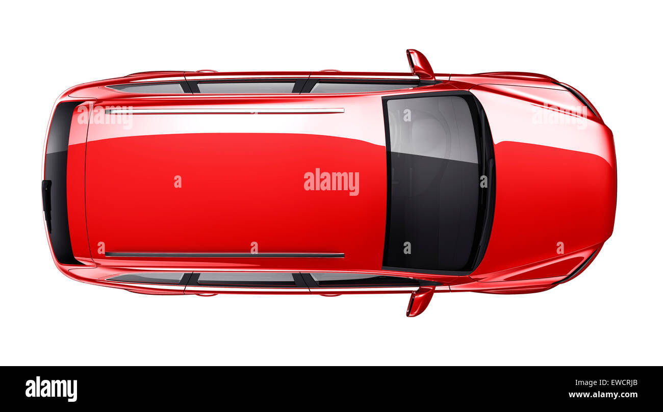 Roten SUV - Draufsicht Stockfoto