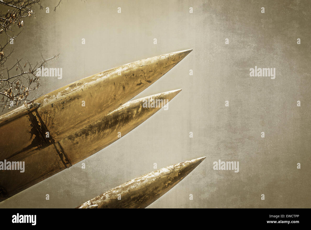 Grunge-Armee-Rakete.  Foto im Stil der alten Farbe Bild texturiert. Stockfoto