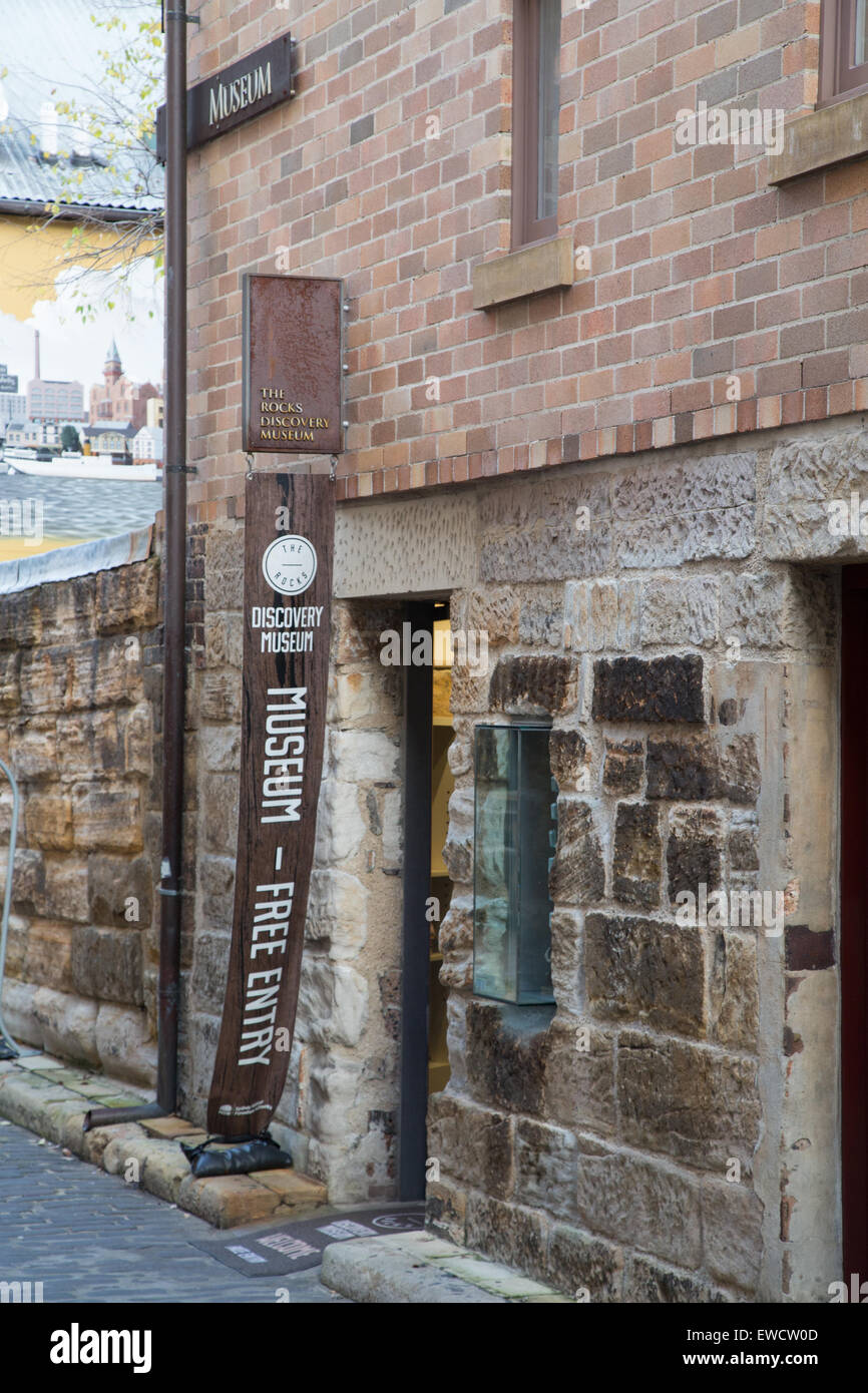 Das Rocks Discovery Museum in 2-8 Kendall Lane in Sydney, Australien. Stockfoto