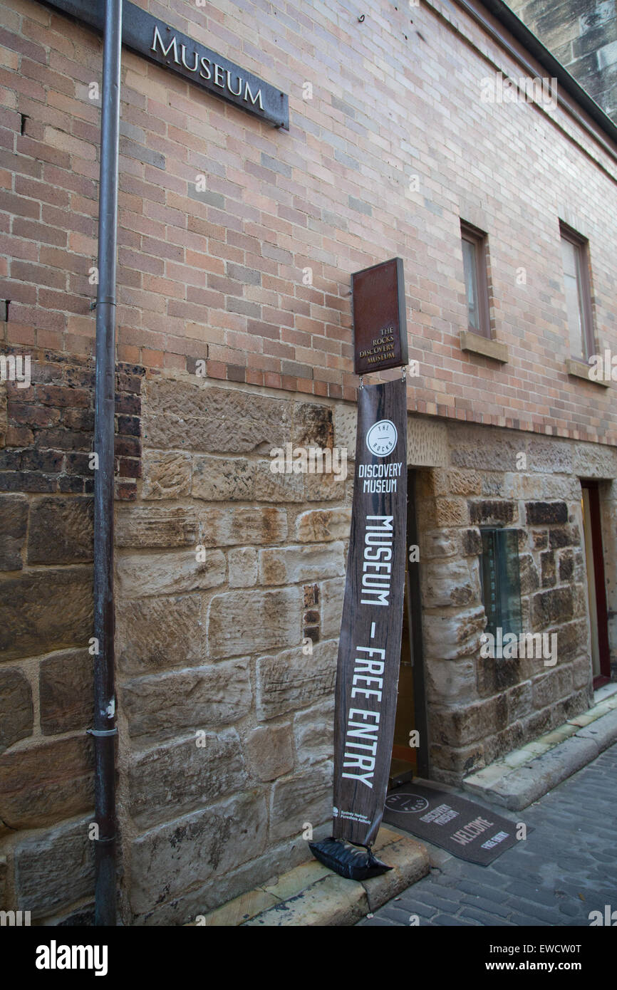 Das Rocks Discovery Museum in 2-8 Kendall Lane in Sydney, Australien. Stockfoto