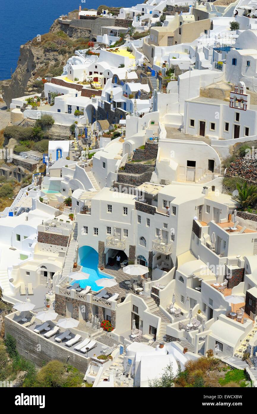 Ferienwohnung im Dorf von Oia Santorini Griechenland Stockfoto