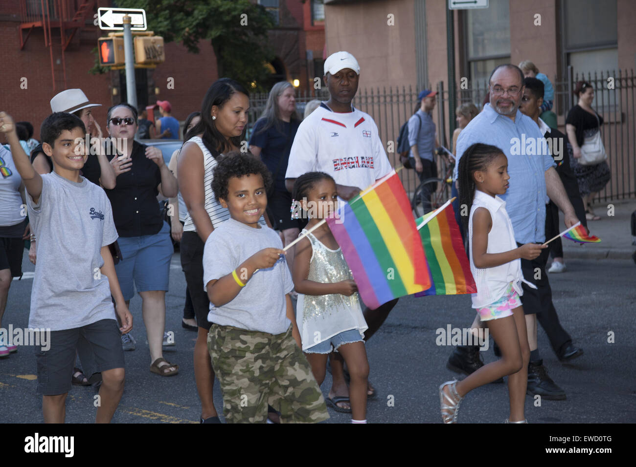 LGBT, Gay Pride Parade, die jährlich, auf der 5th Avenue in Park Slope, Brooklyn, NY stattfindet. Stockfoto