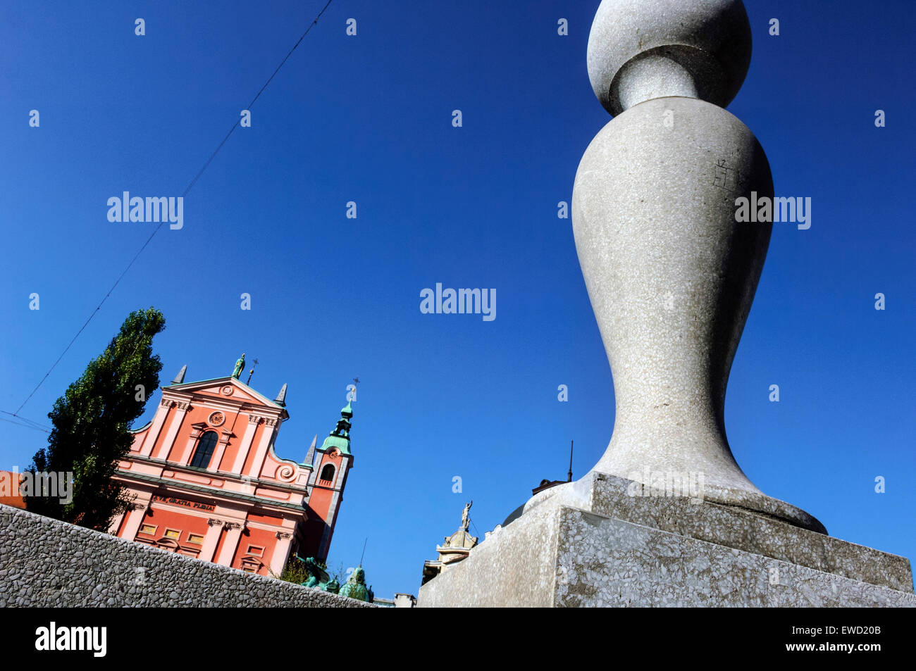 Franziskaner Kirche der Verkündigung, Preseren-Platz, Ljubljana, Slowenien Stockfoto
