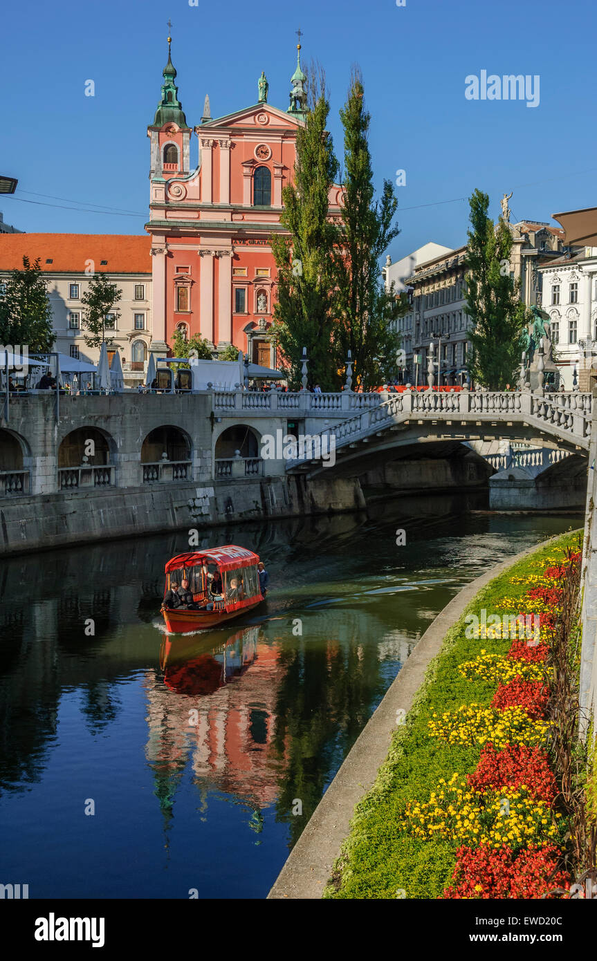 Fluss-Schifffahrt. Ljubljana. Slowenien Stockfoto