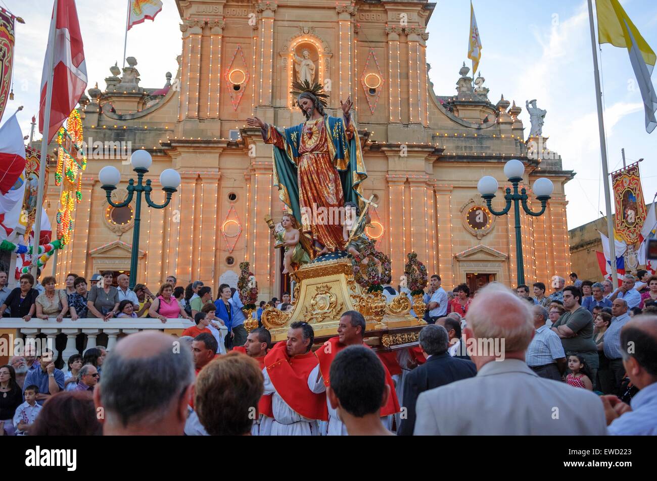 Religiöses Fest in Fontana Dorf Gozo Malta Stockfoto