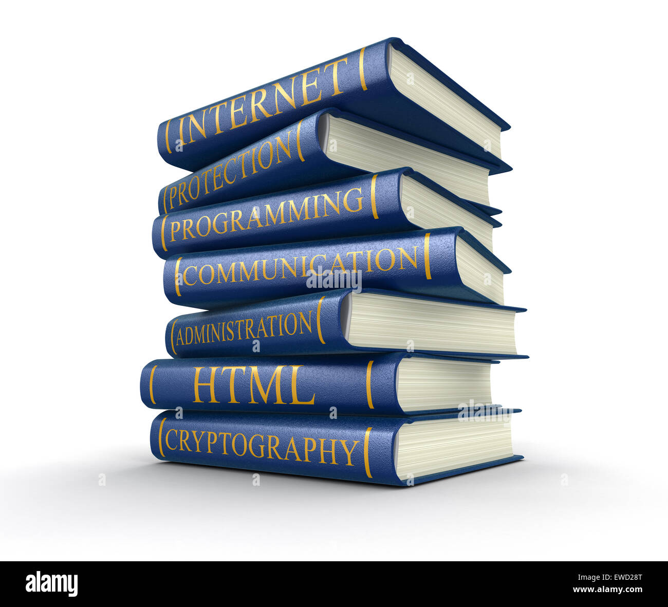 Stapel von Büchern über Computersicherheit (Clipping-Pfad enthalten) Stockfoto