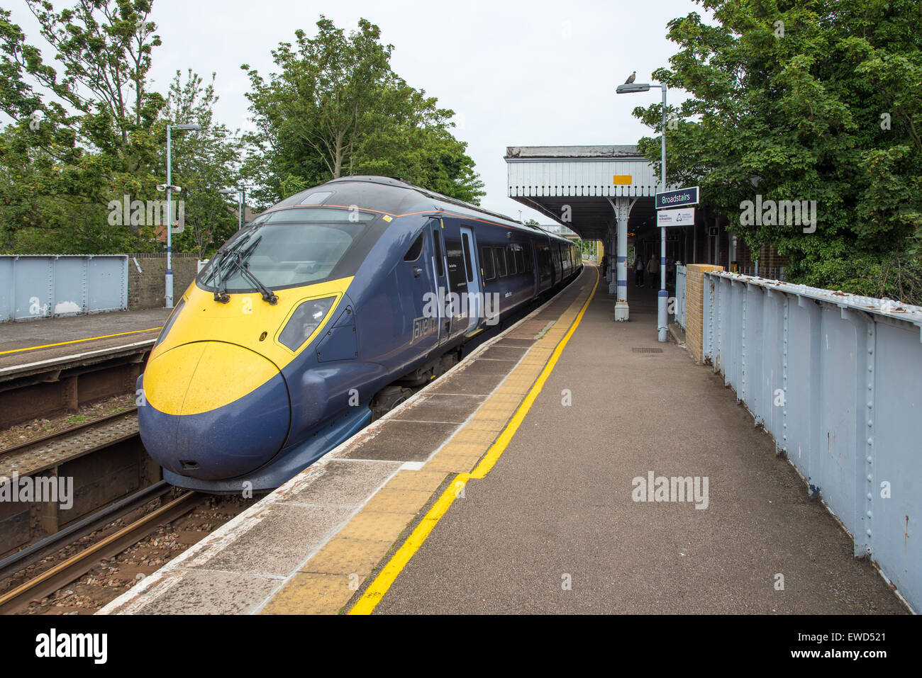 Südöstlichen Javelin HS1 Zug auf dem Bahnhof St. Pancras International Ramsgate Route in Broadstairs, Kent, UK Stockfoto