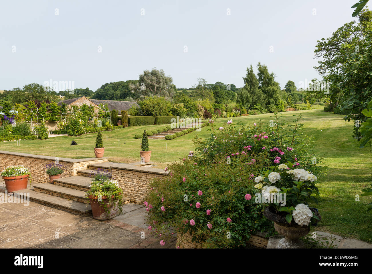 Englischer Landschaftsgarten Cotswold Stockfoto