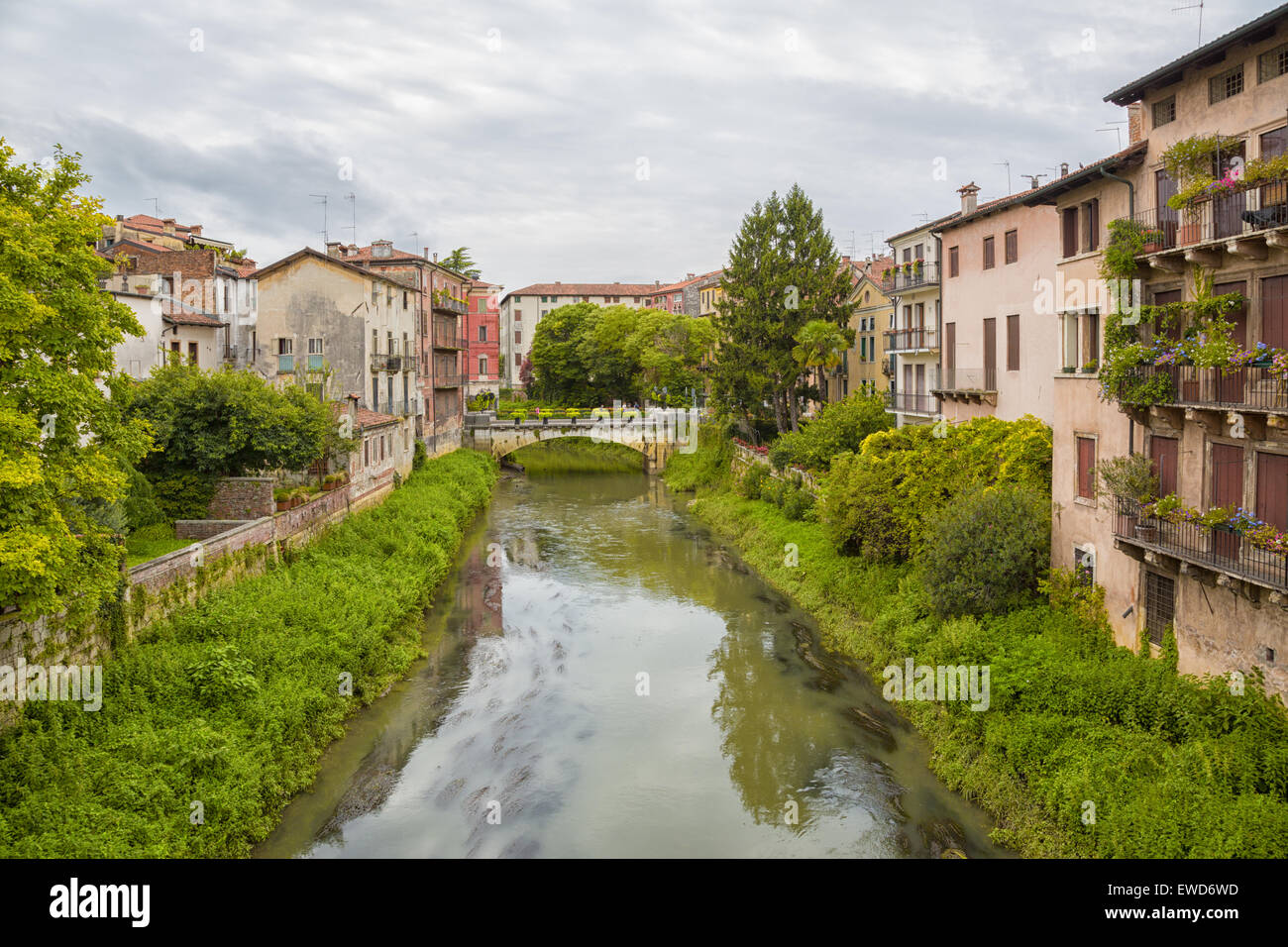 Vicenza (Italien) - Blick auf den Retrone Fluss und die Brücke von San Paolo Stockfoto