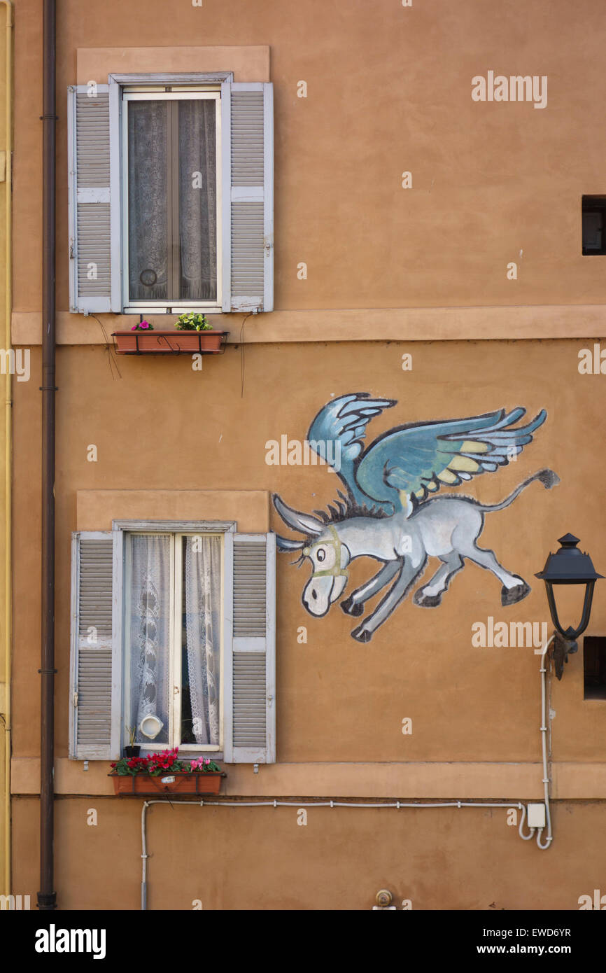 Fliegender Esel Streetart Rom Italien Stockfoto