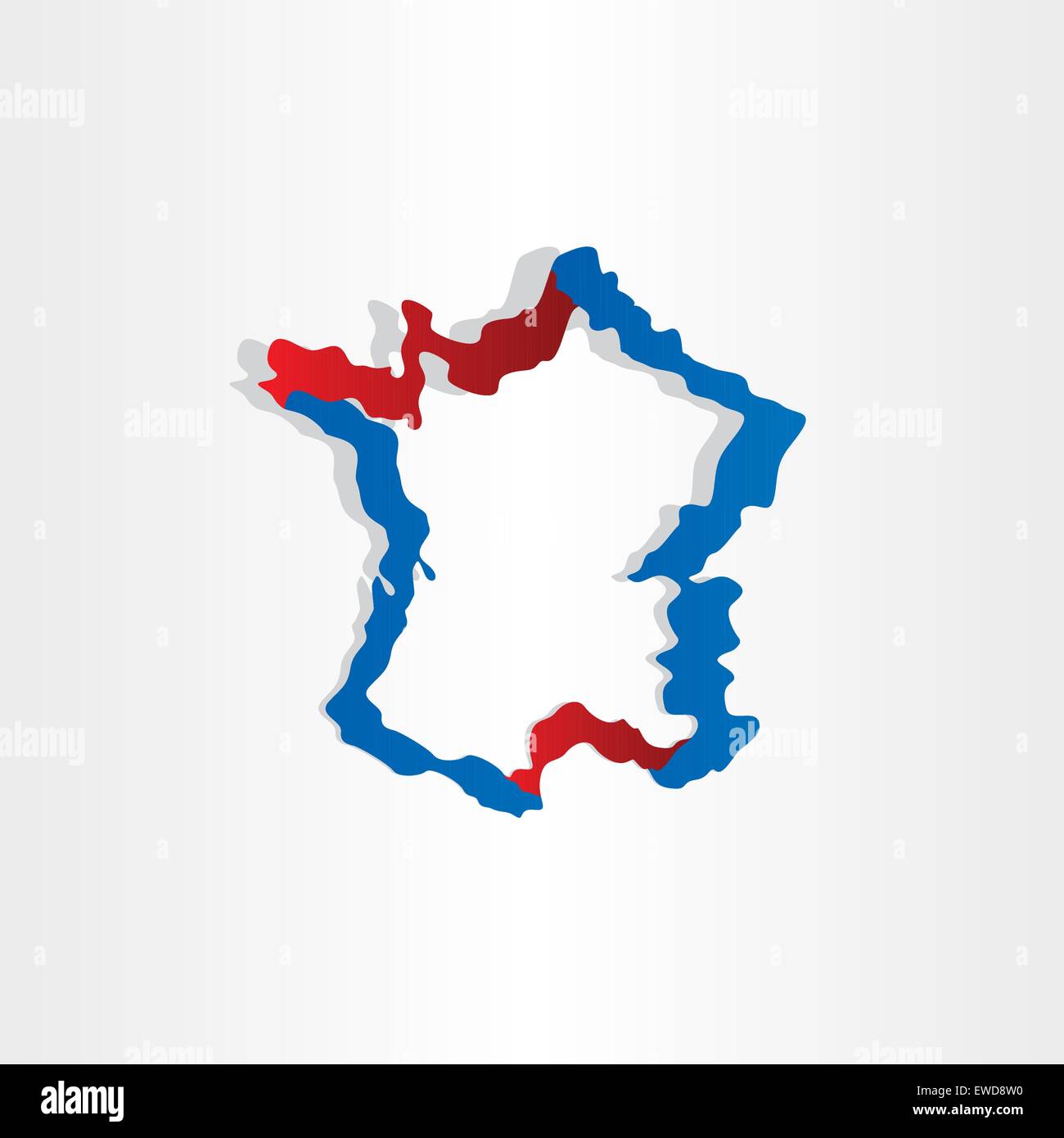 Rot Blau Frankreich Karte stilisiert Icon Design-element Stock Vektor