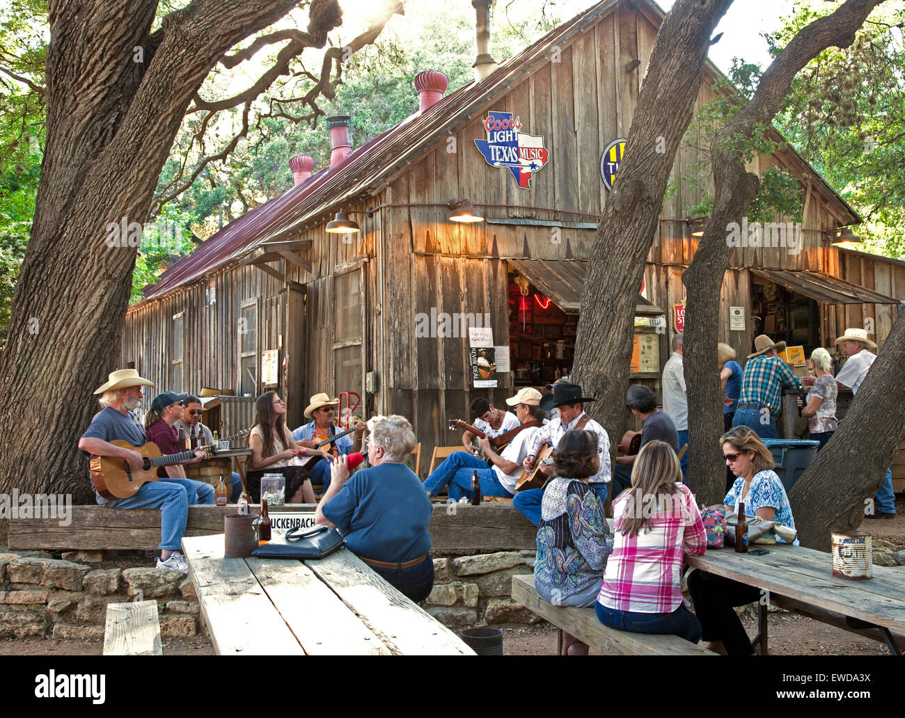 Guitar Pickin ' und Bier, Luckenbach, Texas Stockfoto