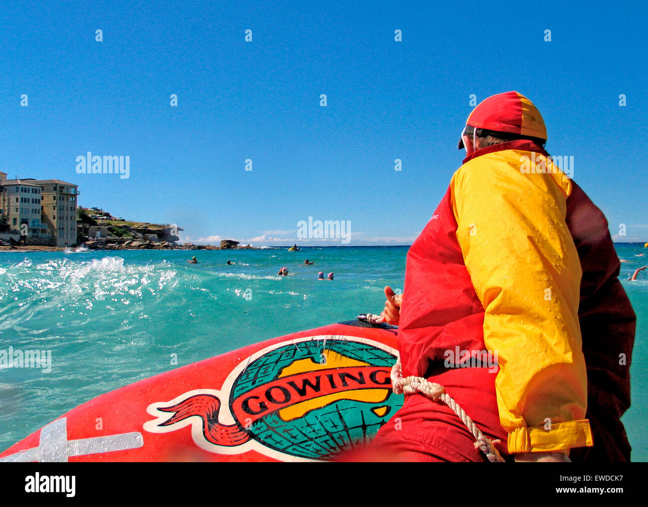 Rettungsschwimmer im Dienst am Bondi Beach. Stockfoto
