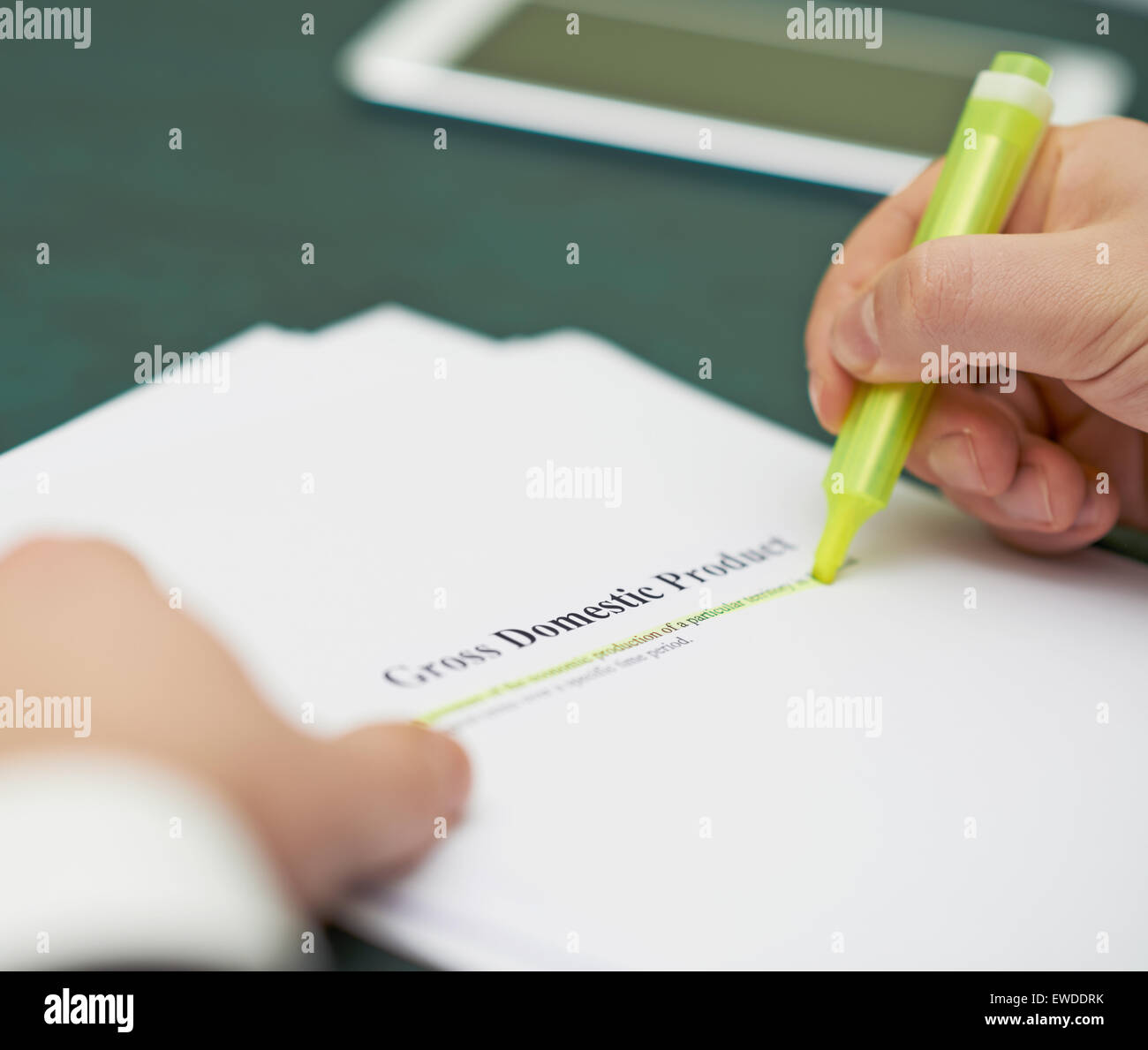 Markieren von Wörtern in eine BIP-definition Stockfoto