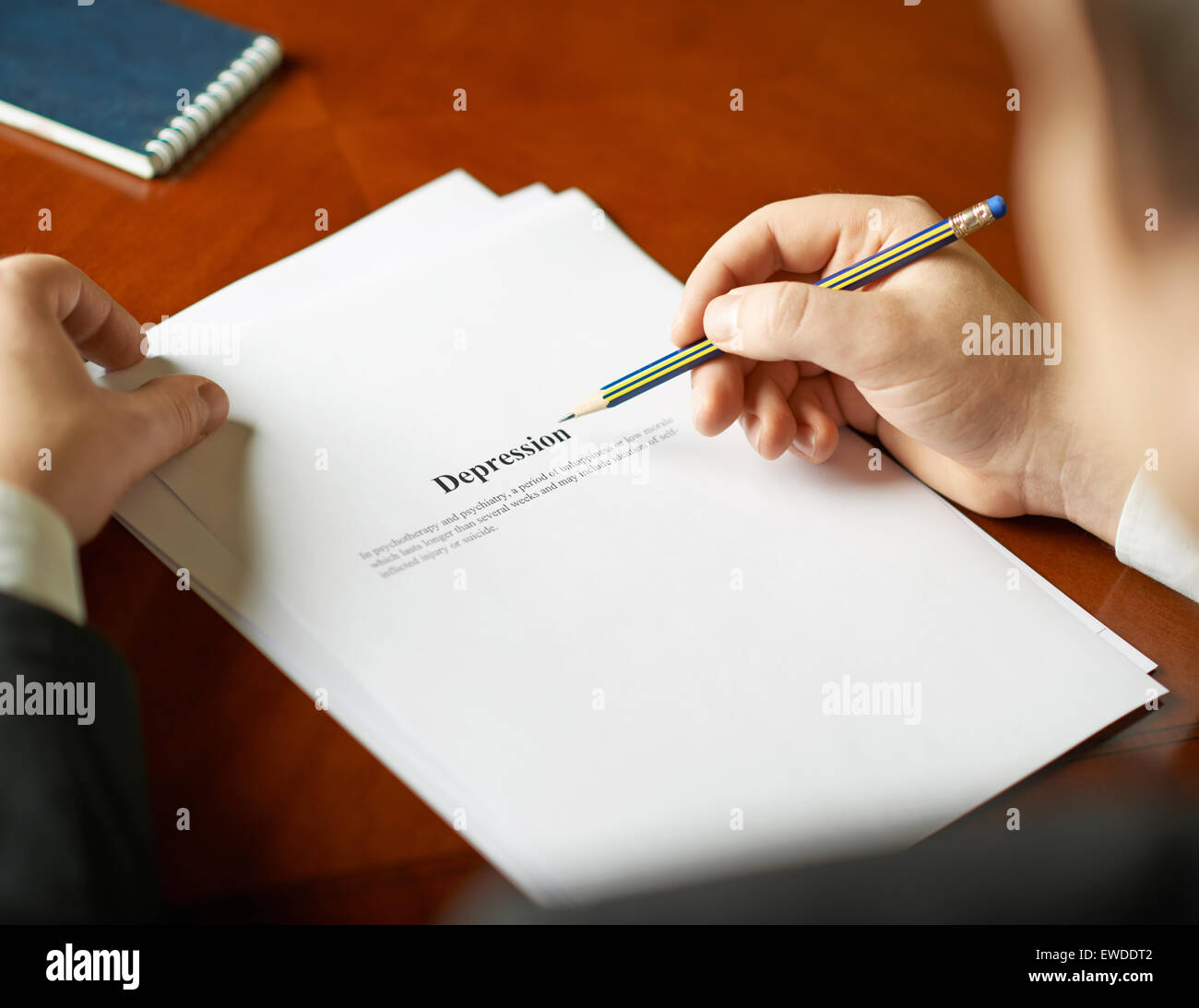 Depression Definition Zusammensetzung Stockfoto