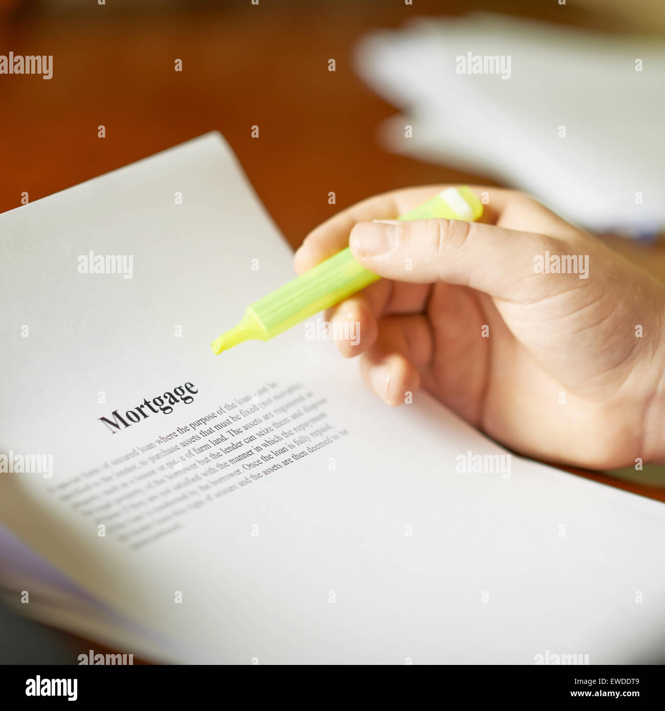 Hypothek Definition Zusammensetzung Stockfoto