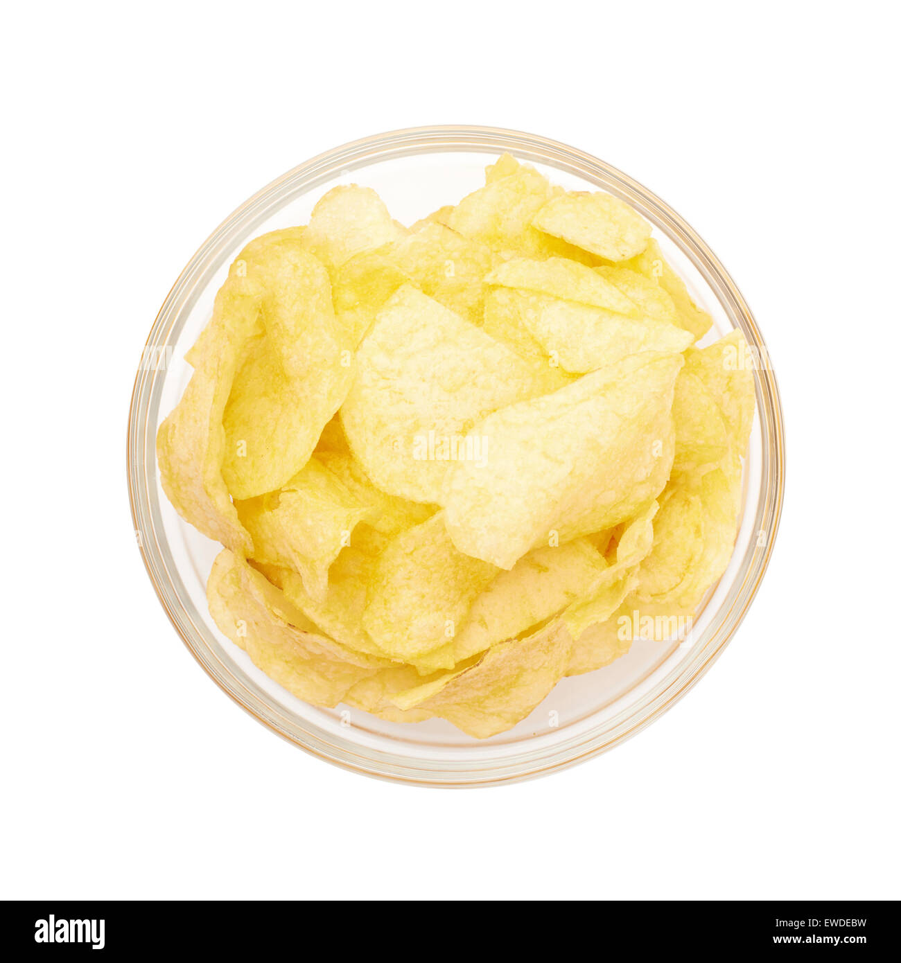 Mehreren Kartoffelchips in eine Glasschüssel Stockfoto