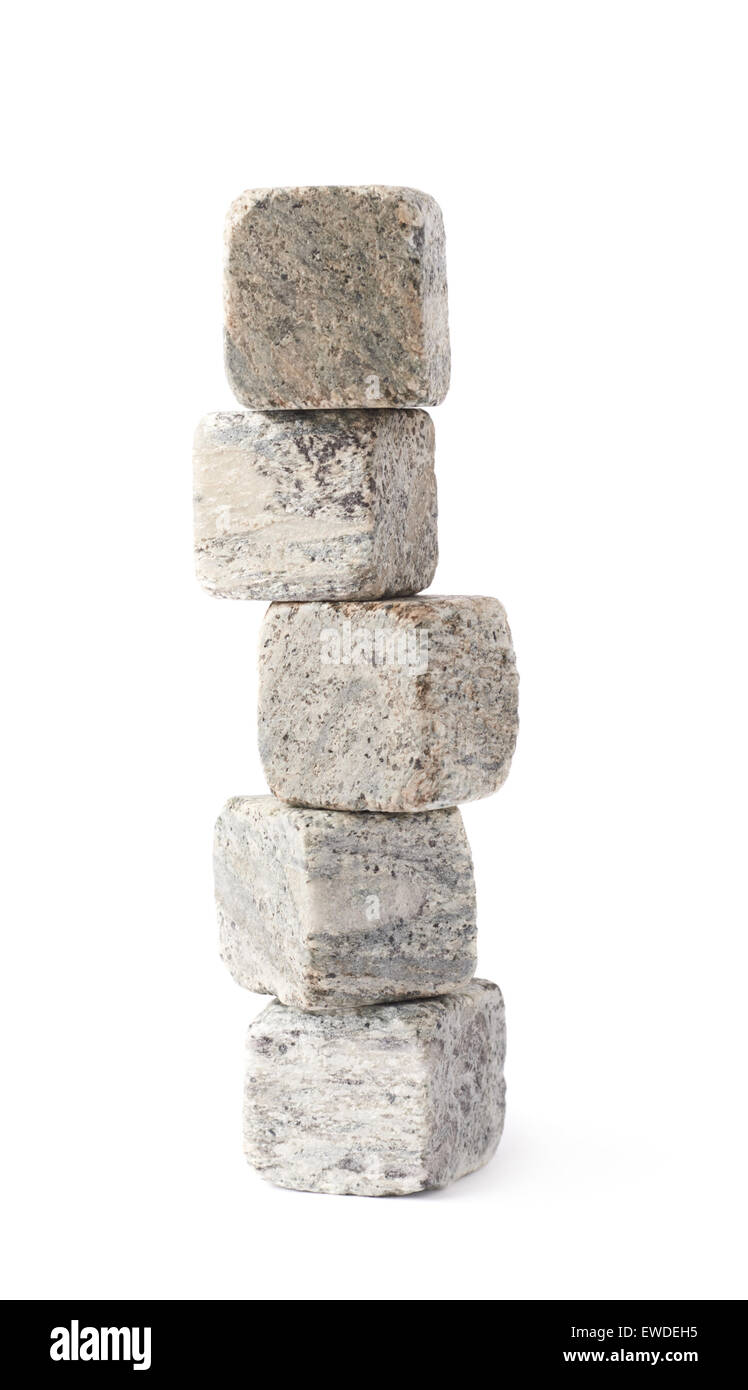 Stapel Stapel der Abkühlung isolierter Whiskey-Steinen Stockfoto