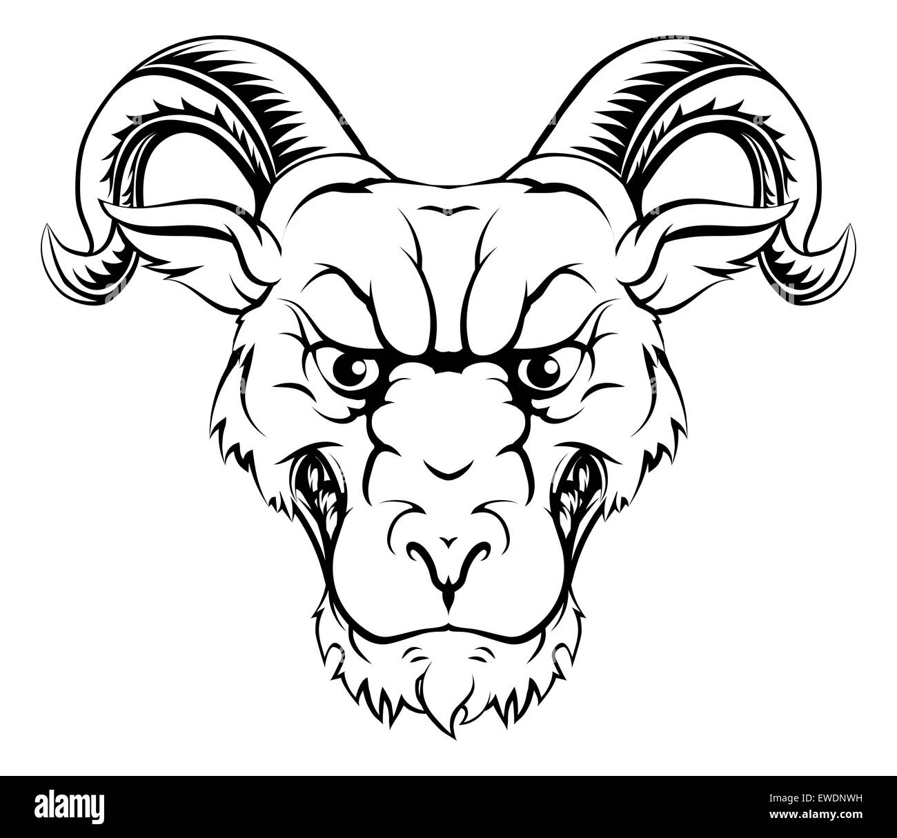 RAM-Charakter-Darstellung eines Widders Sport Maskottchen oder Tier Charakter Stockfoto