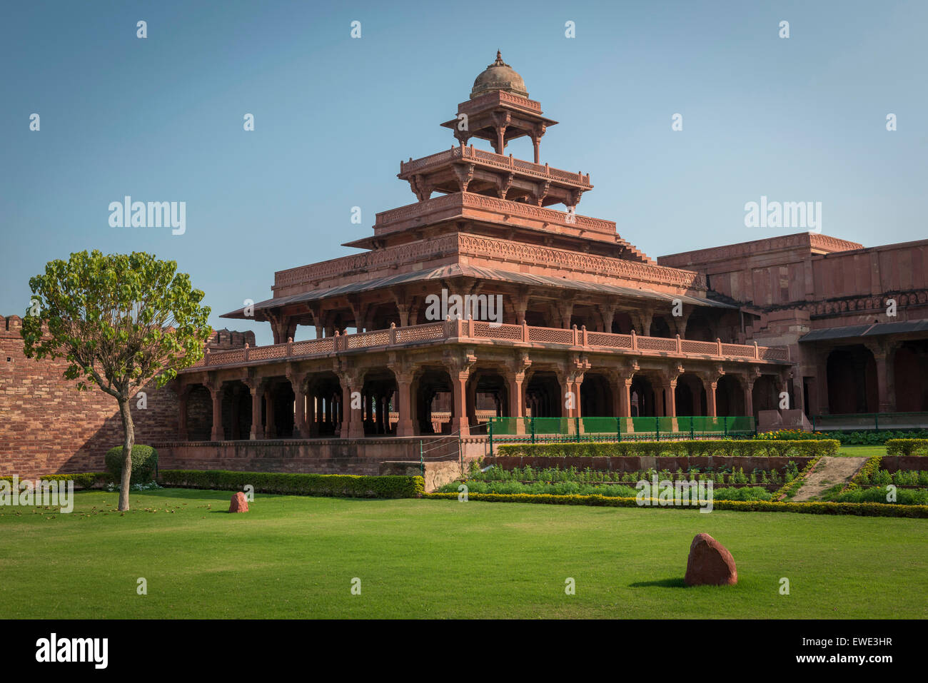 Das Panch Mahal an den verlassenen sechzehnten Jahrhundert Stadt von Fatehpur Sikri in Uttar Pradesh, Indien Stockfoto