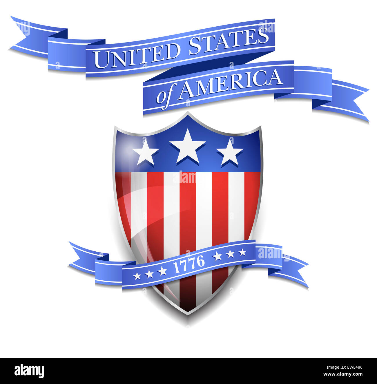 Führt einen Bildlauf glänzend amerikanische Flagge auf Schild-Symbol Stockfoto