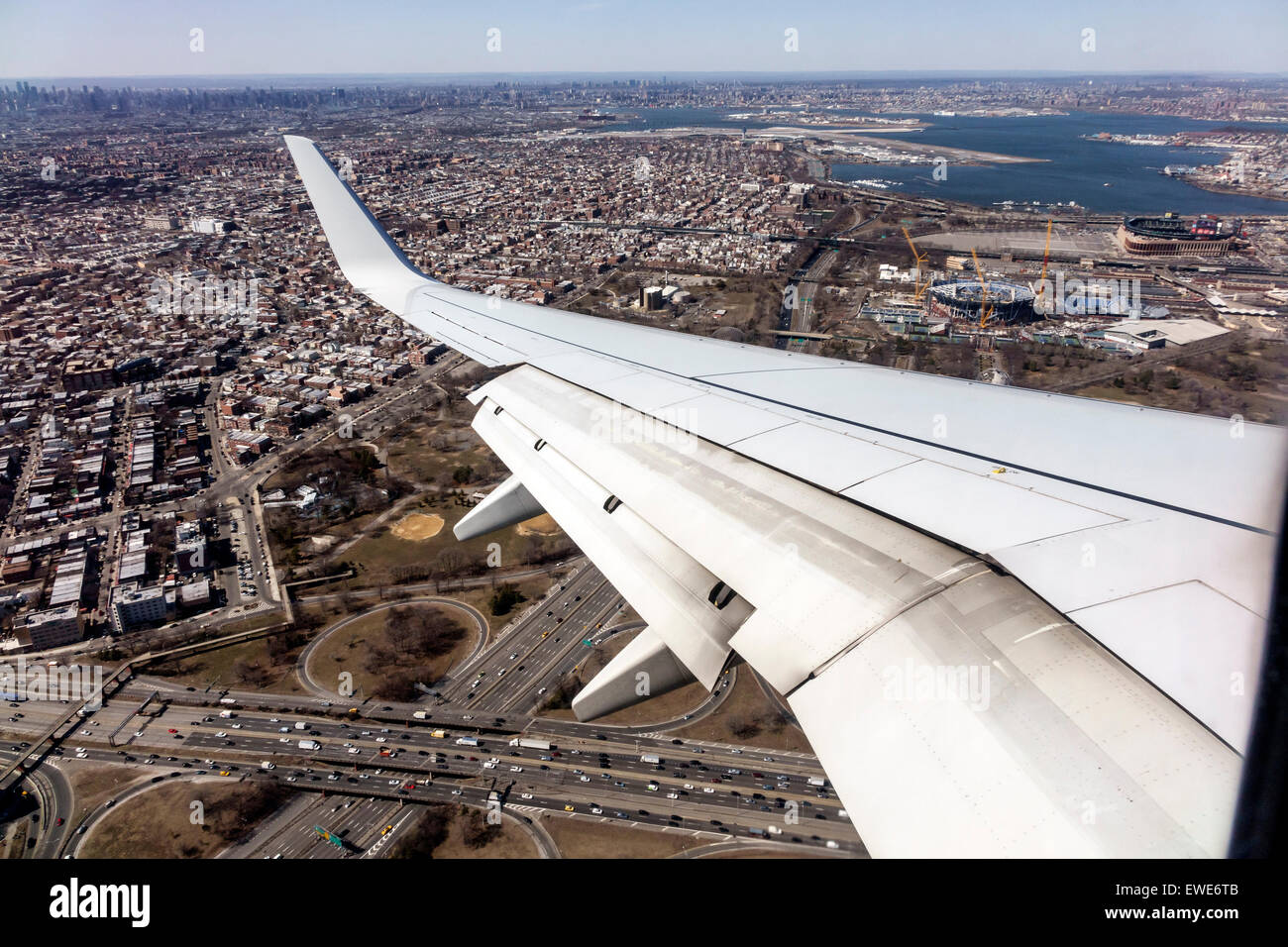 New York City, NY NYC, Northeast, Brooklyn, Luftaufnahme von oben, American Airlines, Verkehrsflugzeug Flugzeug Flugzeug Flugzeug, Flugzeug, Stockfoto