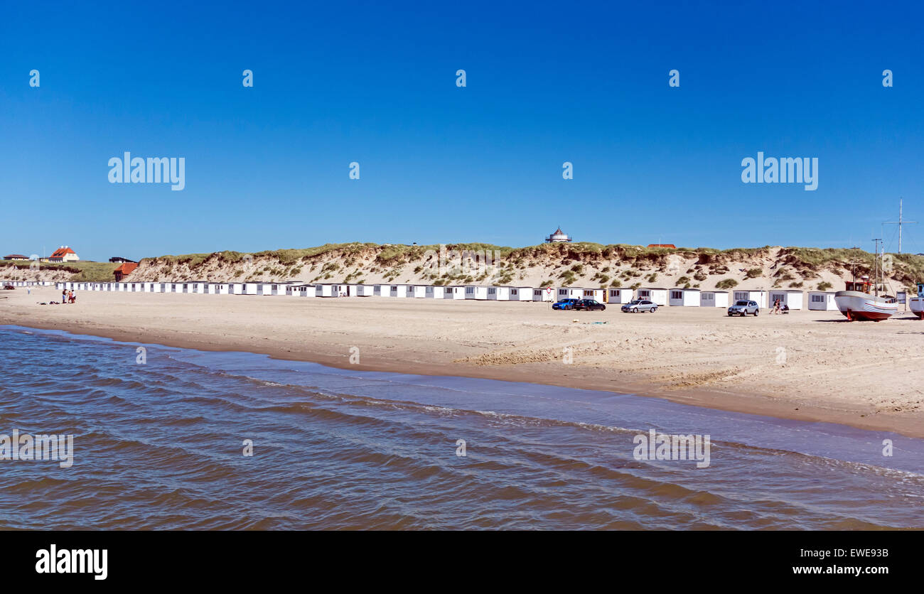 umkleidekabinen am strand in lkken jutland danemark ewe93b