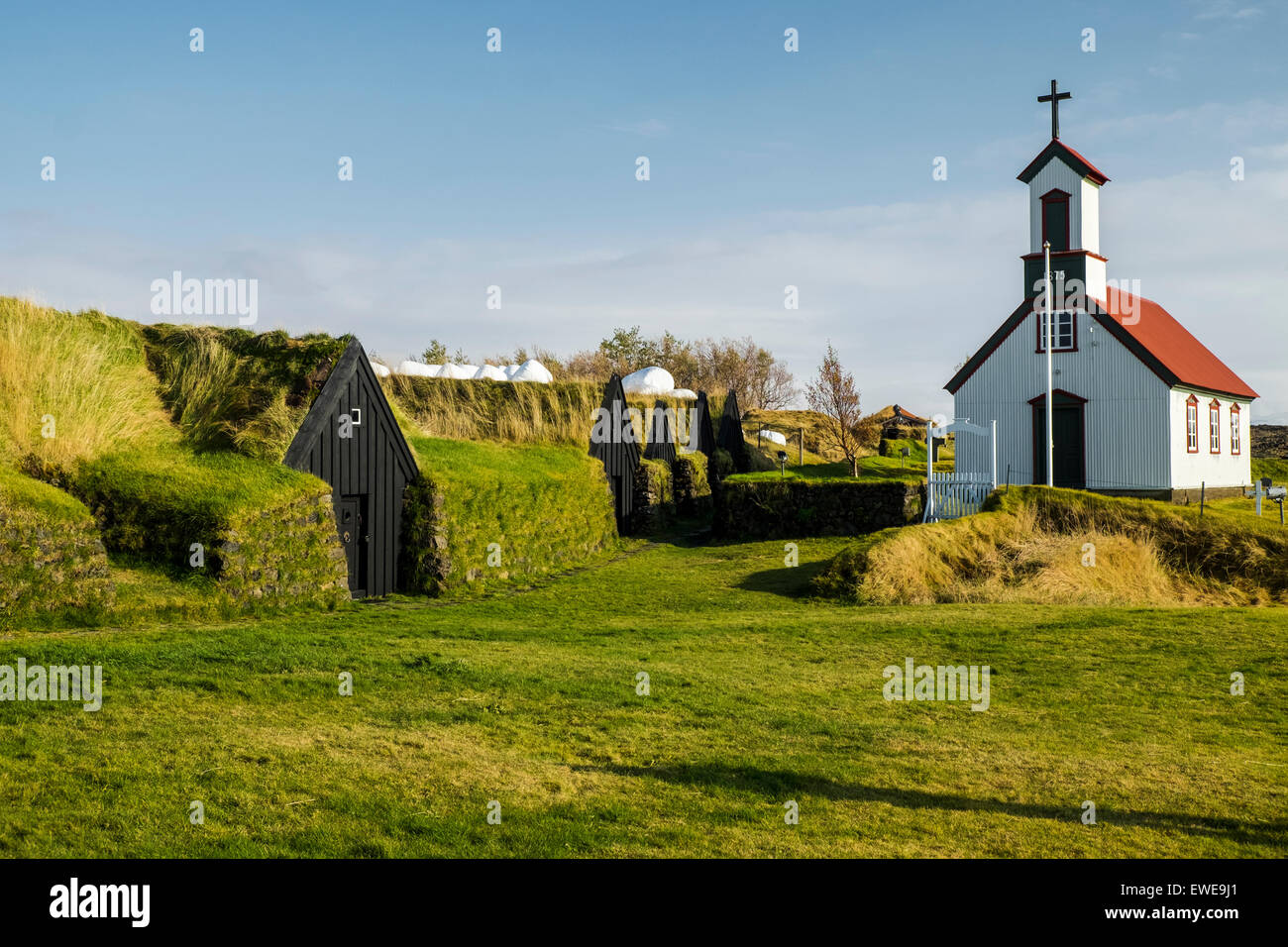 Traditionelles Dorf, keldur. Herbst, Island Stockfoto