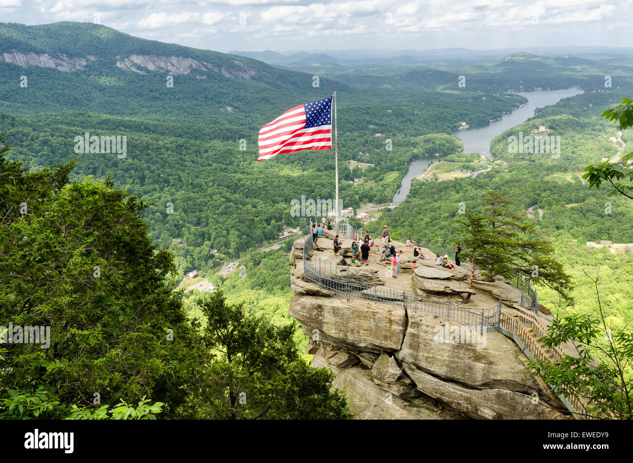 Übersehen von Chimney Rock Mountain, North Carolina, Vereinigte Staaten Stockfoto
