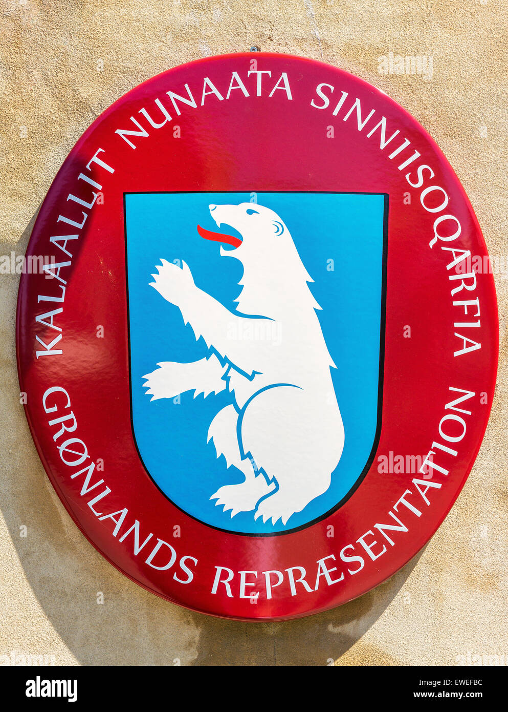 Wappen von Grönland Kopenhagen, Dänemark Stockfoto