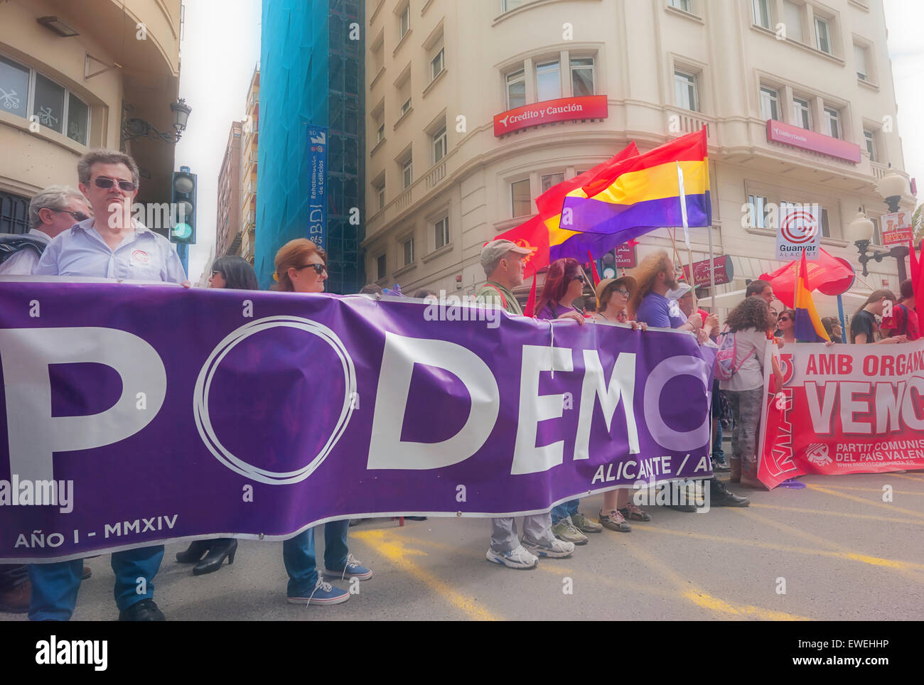 -Demonstrationen gegen Kürzungen in Spanien - Alicante (Spanien). Stockfoto