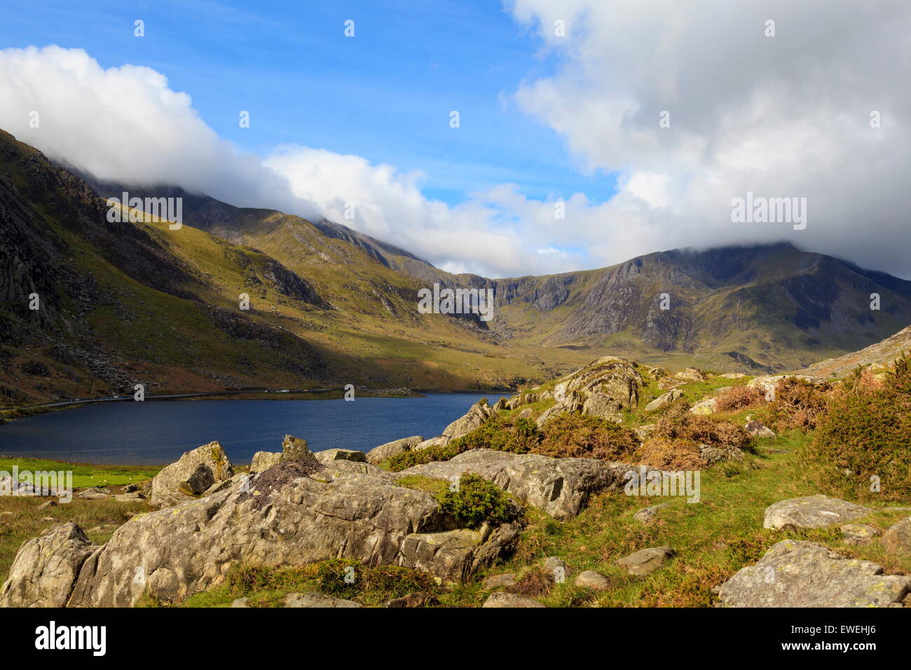 Llyn Ogwen tief in die Herzen von Snowdonia Stockfoto