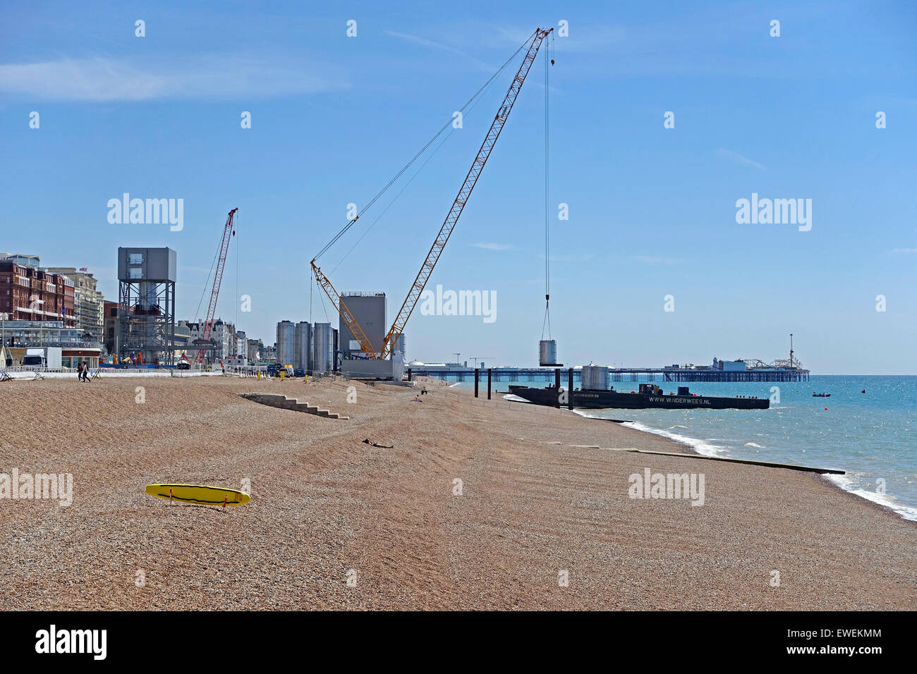 Bauarbeiten an der Brighton i360 - eine neue Attraktion auf Brighton Seafront und erste vertikale Seilbahn der Welt Stockfoto