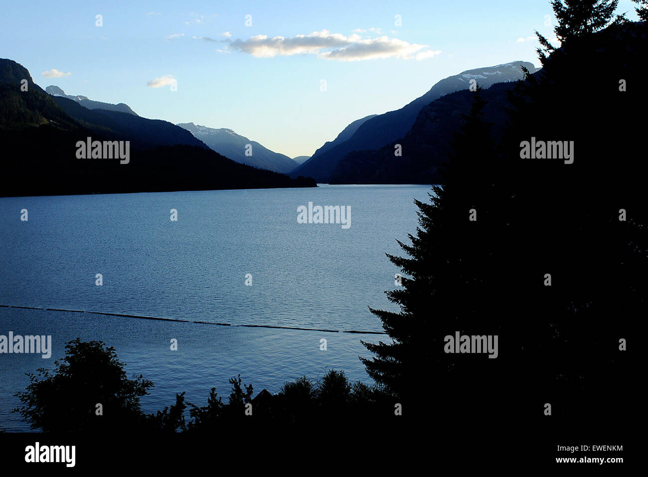 Panoramablick von Strathcona Park Lodge, Vancouver Island, British Columbia, Kanada. Stockfoto